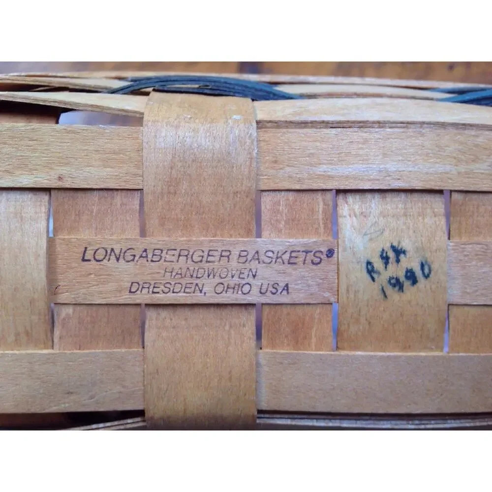 Vintage Longaberger Dresden Ohio Handwoven Plant Basket Plastic Protector 11.5